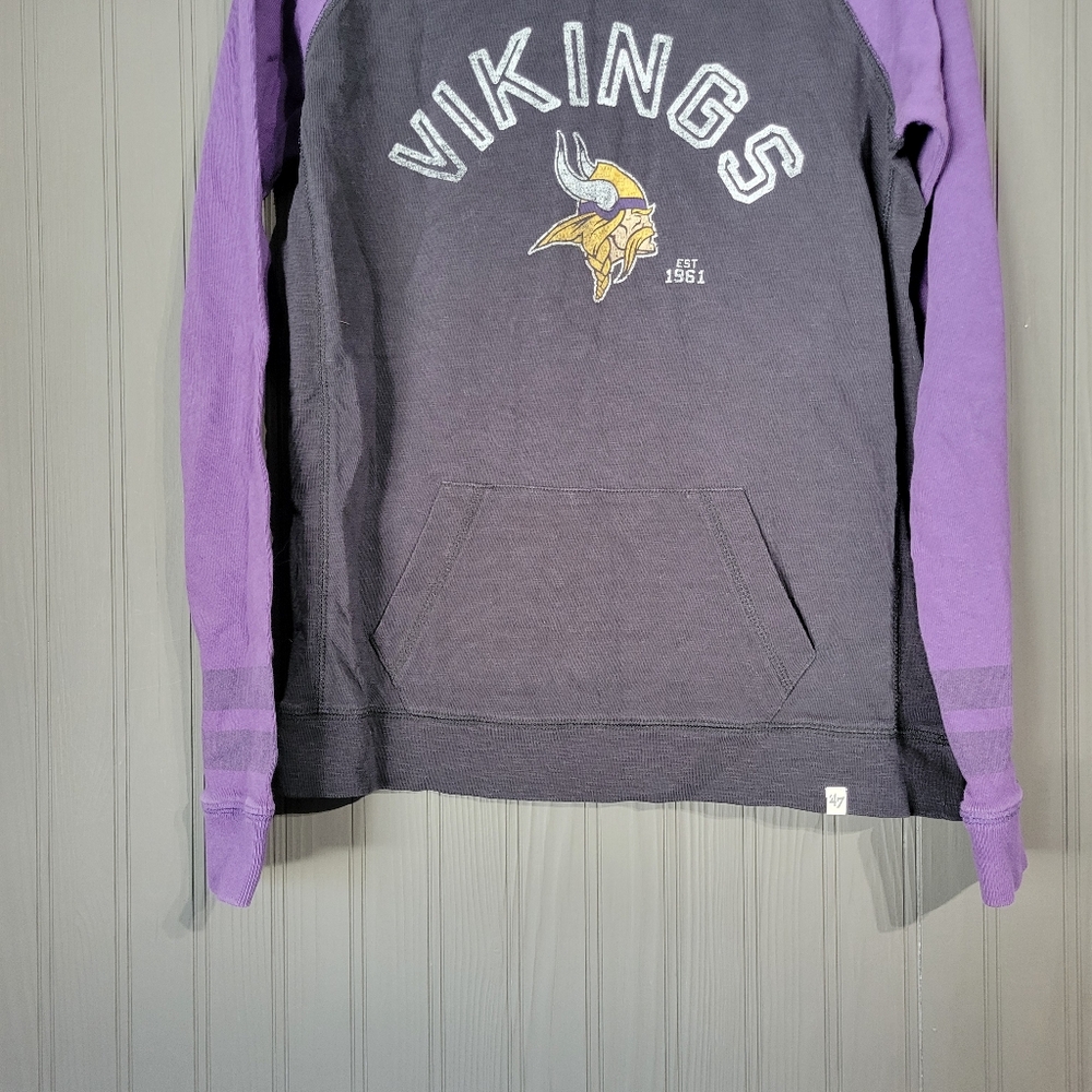 NFL Minnesota Vikings Long Sleeve Shirt Front Pocket Purple Black Women's Medium - Picture 4 of 5
